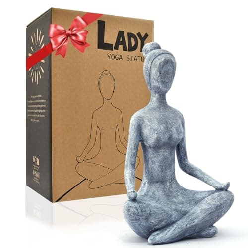 Goodeco Zen Lady Garden Outdoor Statue - Resin Collectible Figurines for Home Decor Accents & Shelf Decoration, Great Gift Ideas, 11.4 Inches (Grey)