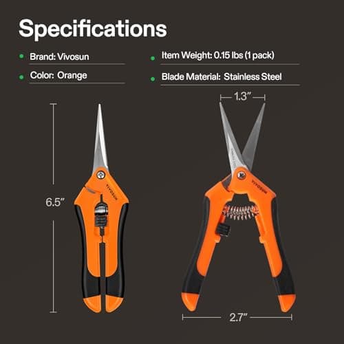 VIVOSUN 3-Pack 6.5 Inch Gardening Scissors Hand Pruner Pruning Shear with Straight Stainless Steel Blades Orange