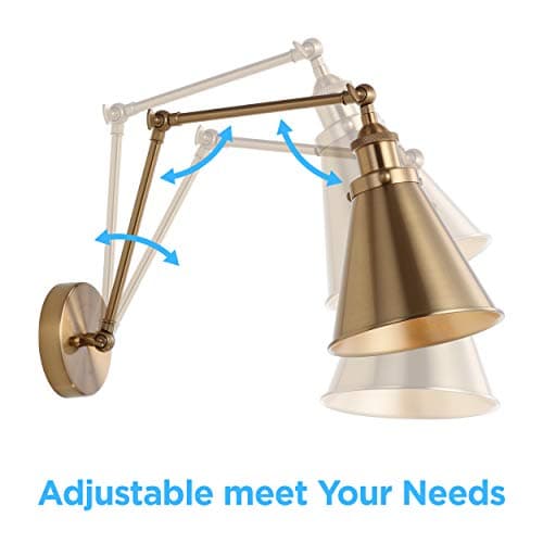 JONATHAN Y JYL7461A Rover 7" Farmhouse Industrial Adjustable Arm Metal LED Wall Sconce Rustic Bohemian 2700K LED 4W Bulb for Entryway Lobby Kitchen Bathroom Bedroom Living Room Hallway, Brass Gold