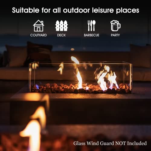 LEGACY HEATING 57 inch Propane Fire Pit Table Outdoor Gas Fire Pit Table, 50000BTU Fire Table with Lid, Retangular Black Firepit Table for Garden Backyard Deck Poolside Party