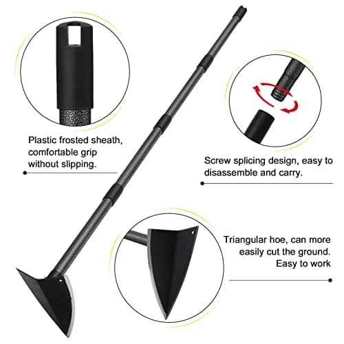 Hoe Garden Tool,60 Inch Garden Hoe Triangle Gardening Hoe with Sharp Blade for Digging,Weeding,Cutting and Loosing Soil,Adjustable Length Metal Handle(5 FT)