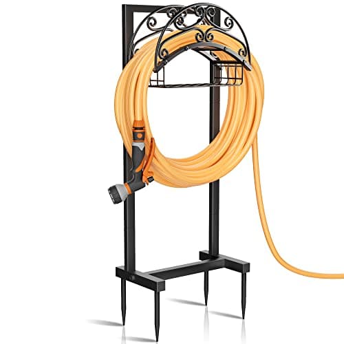 Garden Hose Holder - Upgraded Water Hose Holder Holds 151-feet Hose, Heavy Duty Metal Hose Stand Sturdy Freestanding Hose Hanger, Detachable Garden Hose Storage Rack for Outside Yard Lawn