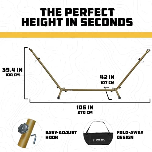 Wise Owl Outfitters Portable Hammock Stand, 106x42, 440lb Capacity - Sports & Outdoors