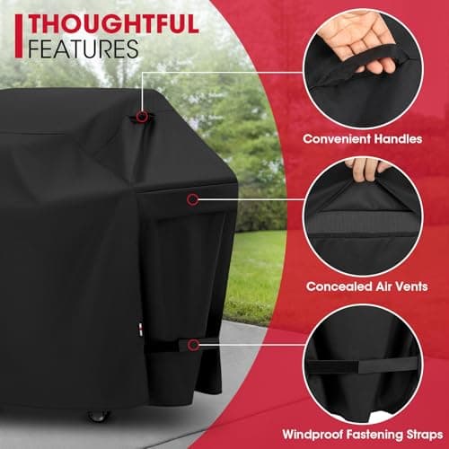 Unicook Grill Cover 55 Inch for Outdoor Grill, Heavy Duty, Waterproof, Fade Resistant, BBQ Cover with Handles/Straps/Air Vents, Compatible with Weber Charbroil Nexgrill Gas BBQs etc