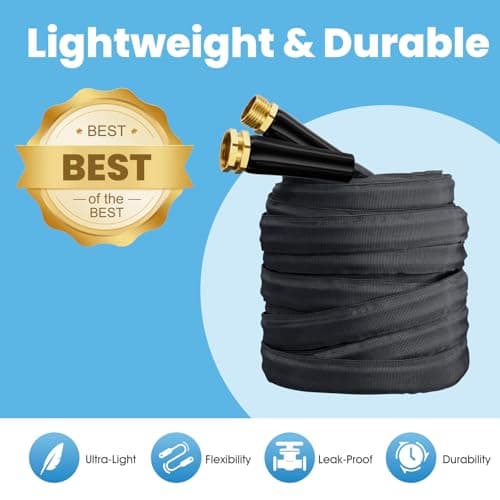 2025 Upgraded Non-Expanding Garden Hose, Lightweight, Flexible Ultra-Light Water Hose, Burst-Resistant, Lead-Free, Anti-Kink, High-Pressure (50 FT)