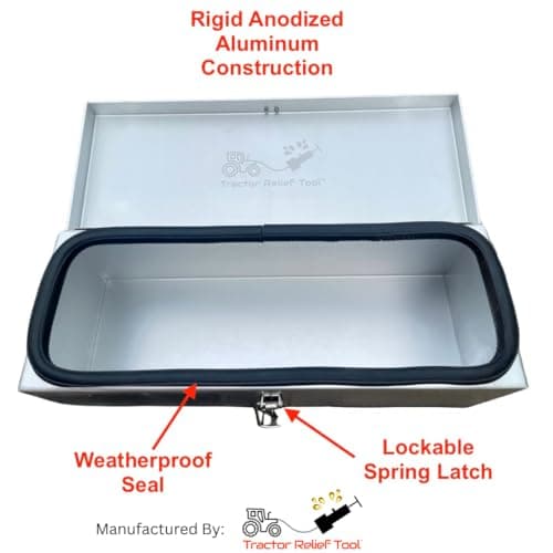 Weatherproof Anodized Aluminum Tractor Tool Box for Kubota, John Deere, Modern Tractors - Universal Fit by Tractor Relief Tool™