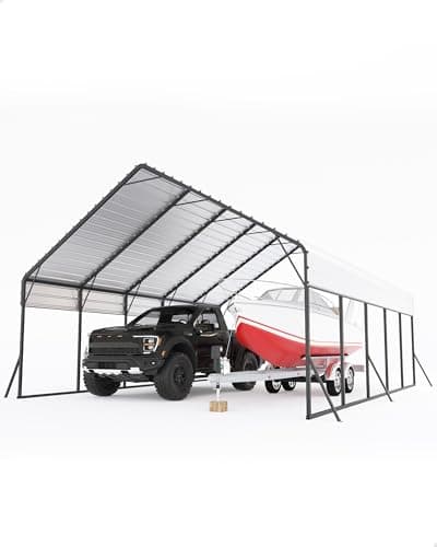 20'x25'x13' Metal Carport for 2 Cars, Extra Tall Carport, Reinforced Frame and Roof for All-Weather, Permanent Garage for Bass Boats, Full-Sized Pickup Trucks, and Tractors, N.W. 900 Lbs