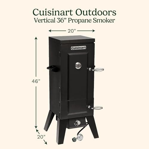 Cuisinart 36” Vertical Propane Smoker, 4 Removable Racks, Spacious BBQ Smoker with Wood and Water Trays, 15,000 BTU Heat for Smoked Meat, Brisket, Jerky, Fish, Perfect for Tailgates, Backyard, Camping
