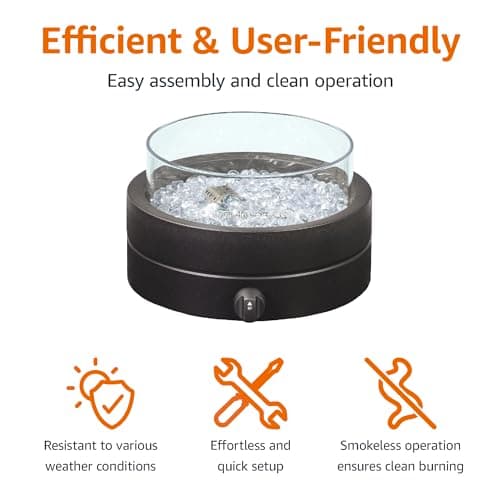 Amazon Basics 14 in 9,000 BTU Round Tabletop Propane Gas Fire Pit, Brown
