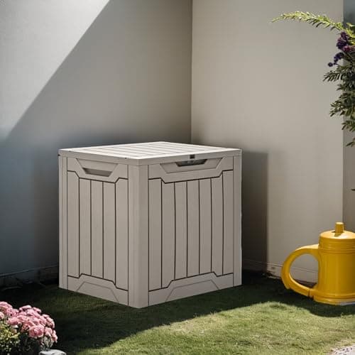 YITAHOME Outdoor Resin Storage Box 31 Gal, Water-resistant Patio Deck Box Outdoor Storage Box for Pillows, Garden Equipment, Securely Lockable, Light Brown