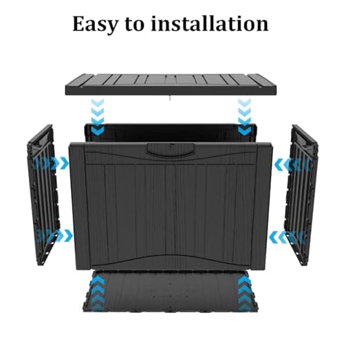 45 Gallon Heavy Duty Outdoor Deck Box with Lockable Lid, All Weather Waterproof Storage for Patio Cushions, Pool Toys, Garden Tools - Rust-Proof Resin Design (Black)