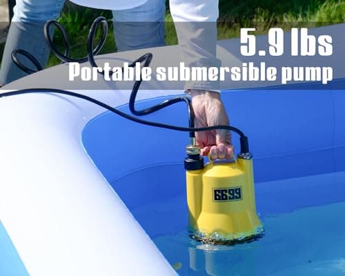 1/6HP Portable Utility Pump Submersible Small Backup Sump Pump Draining pump to Remove Water from Flooding House Basement Pool Tankless Heater Flushing Pump with 10-Foot Cord SUB 1100
