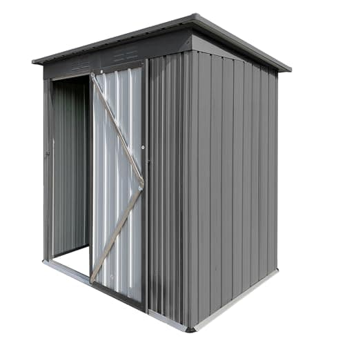5×4Ft Outdoor Storage Shed Metal Storage Shed, Weatherproof Heavy Duty Tool Shed for Backyard & Garden Equipment, Gray