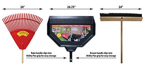 Emsco Group Enormous Yard & Garage Dust Pan – 24-Inch Mouth – Lightweight, Durable – Clip-On Features