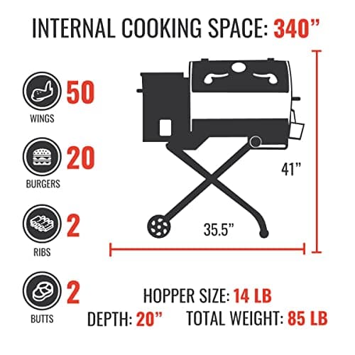 recteq Pellet Grill - Road Warrior 340, Portable Electric Pellet Smoker Grill, BBQ, Wood Pellets, Sear, Smoke, and More