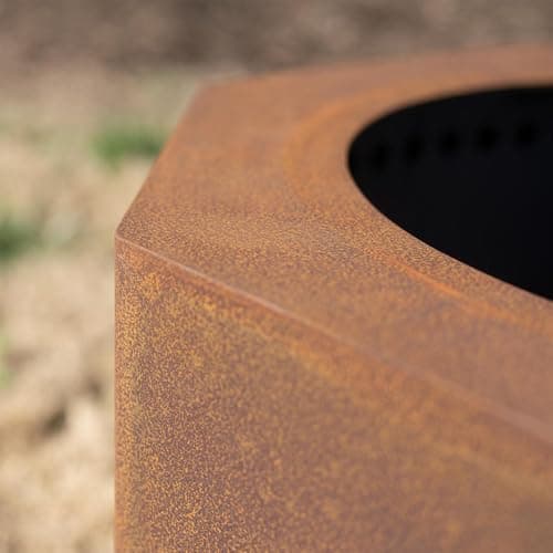Ash & Ember 24" Corten Steel Dual Flame Smokeless Fire Pit with Lid, Ultra-Efficient Enclosed Airflow Design, Backyard Smokeless Outdoor Fire Pit, Will Patina Overtime