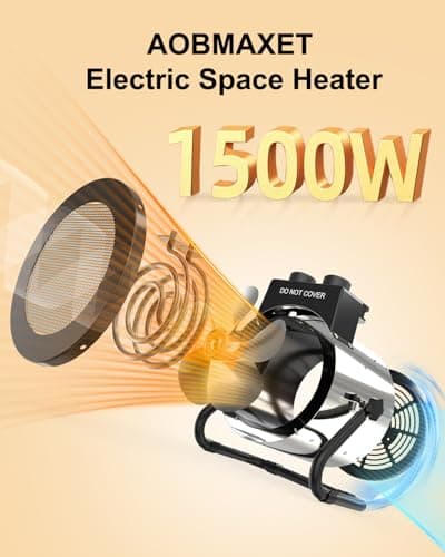Electric Greenhouse Heater with Thermostat - 1500W Stainless Steel Outdoor Fan Heater, Overheat Protection and 3S Fast Heating,Green House Heating for Greenhouse, Patio, Garage, Flower Room