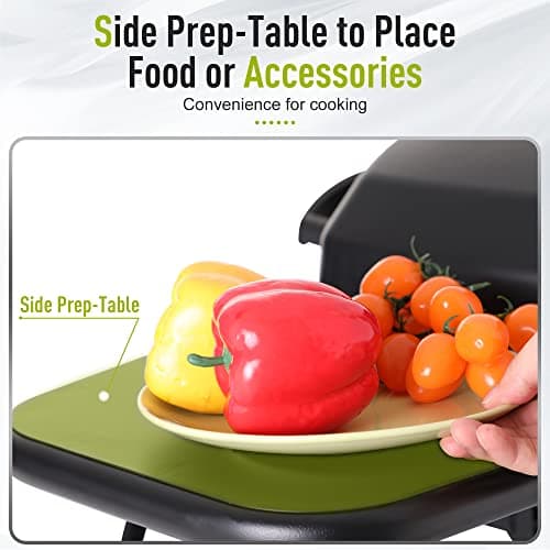 MFSTUDIO 4 Burners Propane Gas Grill and Griddle Combo with Searing Side Burner, 2 in 1 Griddle Grill and Porcelain-Enameled Cast Iron Grates, 46,700 BTU Outdoor Cooking Barbecue Grill, Black