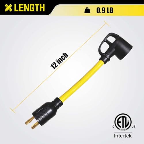 4 Prong Twist Lock to 3 Prong 30 Amp RV Generator Adapter Cord, NEMA L14-30P to TT-30R Adapter for Trailer Camper