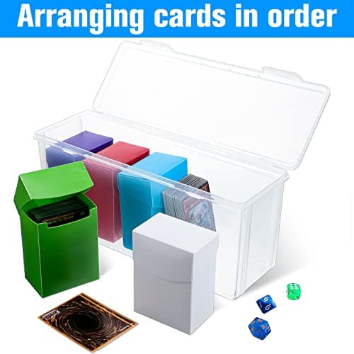 Amylove 6 Pcs Deck Card Boxes Set 5 Pcs Trading Storage Playing Card Box and a Storage Organizer Clear Case Holder Compatible with Mtg and Other TCG