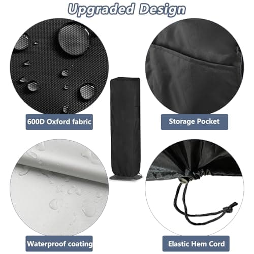 Outdoor Tower Fan Cover, Heavy Duty 600D Waterproof Dustproof Cover for Portable Electric 40-42" Tower Fans, Black