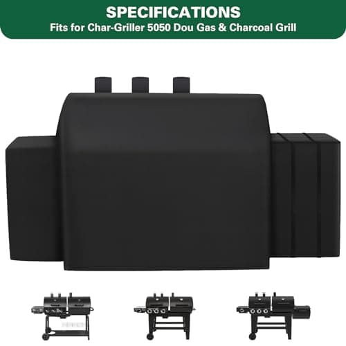 8080 Grill Cover Fits for Char-Griller Duo 5050 Double Play 5650 Charcoal Grill, Expandable Gas Grill Cover 600D Heavy Duty BBQ Cover Fits for Char-Griller 3-Burner Dual Fuel Outdoor Grill