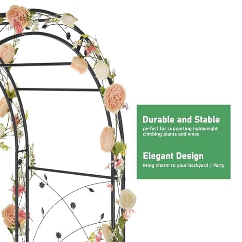 VINGLI Garden Arbor, Arch for Wedding Ceremony Party, Christmas Garden Decor Steel Garden Trellis for Plant Climbing, Pergola for Garden, Backyard, Lawn (Black-59x84)