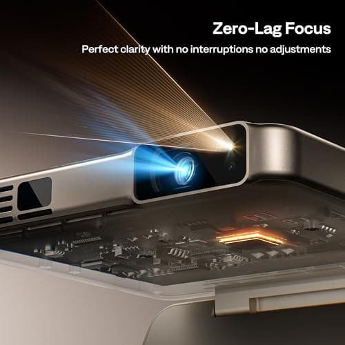 ZIP Tri-Fold Truly Portable DLP Projector, Pocket Size, Zero-Lag Focus, One-Click Screen Mirroring, Full-Screen Mode, Type-C Fast Charging, 5,000mAh Battery, Indoor Outdoor Mini Projector, Gold