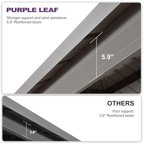 PURPLE LEAF 10' x 14' Outdoor Hardtop Gazebo, Champagne Aluminum Gazebo with Galvanized Steel Double Roof, Curtains and Netting for Patio Lawn and Garden