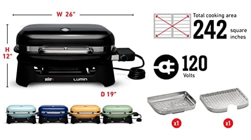 Weber Lumin Outdoor Electric Barbecue Grill, Black - Great Small Spaces such as Patios, Balconies, and Decks, Portable and Convenient