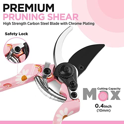 WORKPRO 5PCS Gardening Tools, Aluminum Heavy Duty Garden Tool Set with Bag, Ideal Gardening Gifts for Women, Pink