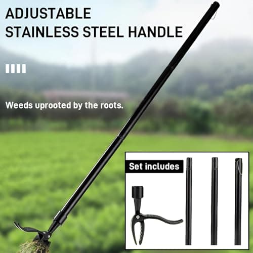 Weed Puller Tool，Stand Up Weed Puller Tool，Weeding Artifact Uprooting Equipped with a shovel，Easily Remove Weeds Effortlessly Without The Need to Tug, Bend, Garden weeding tools. (Stainless Steel)