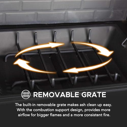Sunjoy Outdoor Fireplace, Patio Wood Burning Fireplace with Steel Chimney, Mesh Spark Screen Doors, Fire Poker, and Removable Grate, Copper and Black