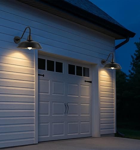Large 15" Black Outdoor Gooseneck Barn Light, Vintage Farmhouse Classic Wall Mounted Barn Light Fixture for Garage, Porch, Patio Gooseneck Light