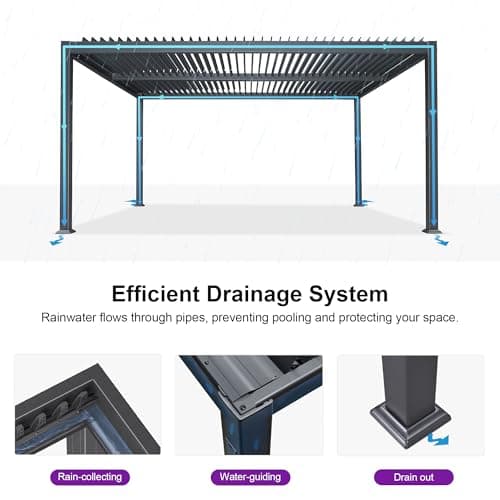 PURPLE LEAF Louvered Pergola 13' x 15' Large Patio Aluminum Pergola Modern Outdoor with Adjustable Roof for Deck Garden Yard Hardtop Gazebo