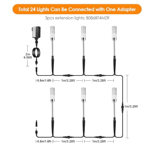B-right LED Pathway Lights Outdoor, 6 Pcs Path Lights 570 Lumens AC Plug 12V Low Voltage Landscape Lighting, Extendable IP65 Waterproof Outdoor Garden Light for Patio Yard Walkway, Warm White 2700K