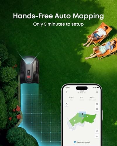 eufy Robot Lawn Mower E15, No Wire, No RTK, No Signal Issue, Hands-Free Auto Mapping, Precise Obstacle Avoiding, Reliable Lawn Maintenance, Worry-Free Experience