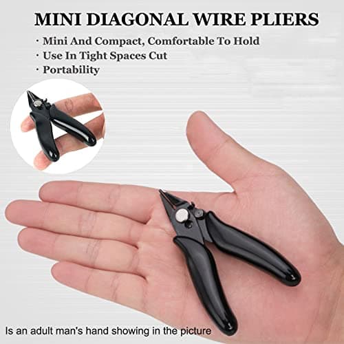 BOENFU 3.5 Inches Mini Cutter with Lock, Flush Cutters, Small Wire Snips, Micro Wire Cutter with Spring, Black