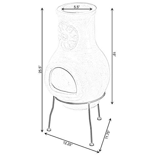 Beige Outdoor Clay chiminea Outdoor Fireplace Sun Design Charcoal Burning Fire Pit with Sturdy Metal Stand, Barbecue, Cocktail Party, Family Gathering, Cozy Nights Fire Pit