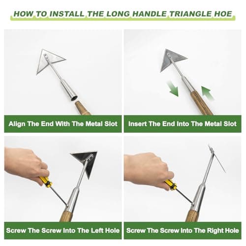 Haliaeetus Triangle Hoe, 60'' Scuffle Hoe for Keeping Your Back from Tiring Out, Weeding Just in Push-Pull Motion, Rogue Hoe with Triangle Head for Quickly Clear Out a lot of Weeds from All Direction