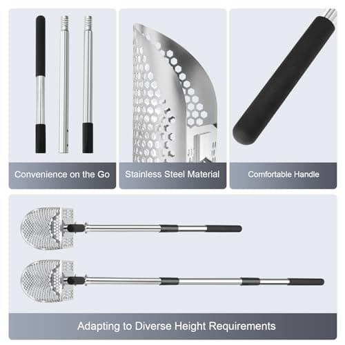 GADFISH Sand Scoop for Metal Detecting, Metal Detector Scoop, Stainless Steel Sand Sifter Shovel, Fast Sifter Shovel for Underwater Treasure Hunting (Stainless Steel)