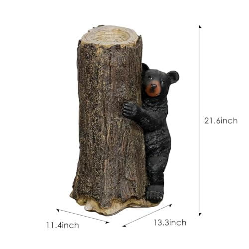 SKYFIRE Outdoor Garden Statues - 11.4”x 13.3”x 21.6“ Black Bear Tree Hugger Outdoor Sculpture for Home Decor, Concrete Lawn Ornament Decorations for Garden, Yard, Decor, House, Office Decor