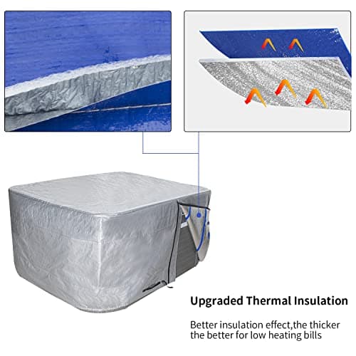 UCEDER Hot Tub Cover with Insulation170G Polyethylene Spa Cover Waterproof and UV Protection Hot Tub Sun Shield(76"x76"x35",Silver)