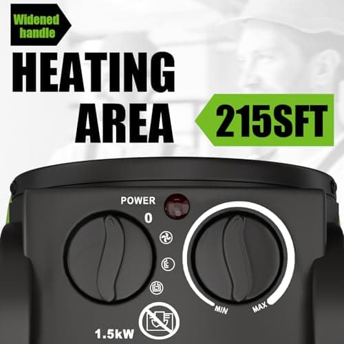 Gardtech Electric Space Heater for Indoor Use, Outdoor Heater with Overheat Protection, Fast Heat PTC Ceramic Portable Garage Heater for Workshop, Greenhouse (Black)