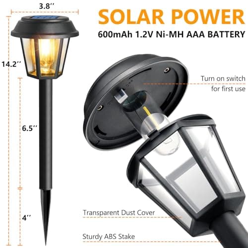 Solar Pathway Lights Outdoor 8 Pack Solar Lights Outdoor Waterproof 3000K Warm White Tungsten Filament Bulb for Yard Garden Landscape Path Driveway Lawn