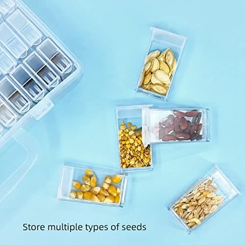 64 Solts Seed Storage Box with 112Pcs Label Sticker and a Tweezers,Diamond Painting Organizer,Portable Bead Storage,Seed Organizer Use for Flower Seeds,Vegetable Seeds.