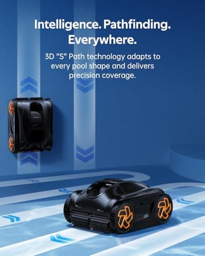 Pool Cleaner K60, 6H Runtime Cordless Robotic Pool Vacuum, Touch Screen, Smart Navigation, Cleans Floor, Walls, Waterline, Ideal for Above & In-Ground Pools, Self-Parking