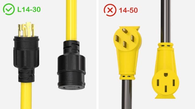 50FT 30 Amp Generator Extension Cord 4 Prong, NEMA L14-30P/L14-30R 10 Gauge STW 125/250V Twist Lock Generator Cord Heavy Duty, Yellow ETL Listed