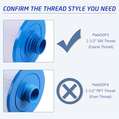 Malaka 2-Pack Spa Filter Compatible with PWW50P3 (not PWW50P4, not MPT Thread) 6CH-940 FC-0359 1.5'' SAE Thread/Coarse Thread φ6x8 inch Hot tub Filter Cartridge