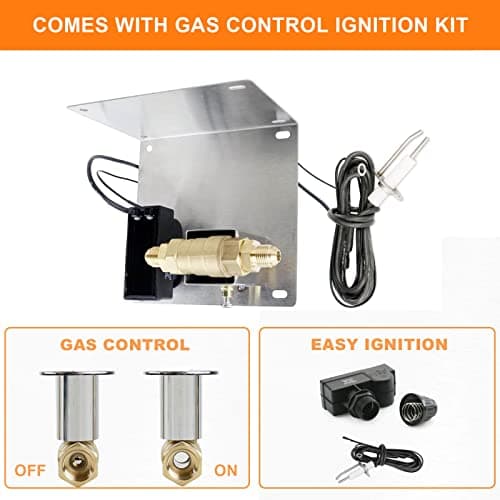 GRISUN Fire Pit Burner Ring Kit 12 Inch, Propane Fire Pit Kits, Come with Propane Fire Pit Hose Kit and Upgraded Gas Control Spark Ignition Kit, DIY Round Gas Fire Pit Kit, Stainless Steel